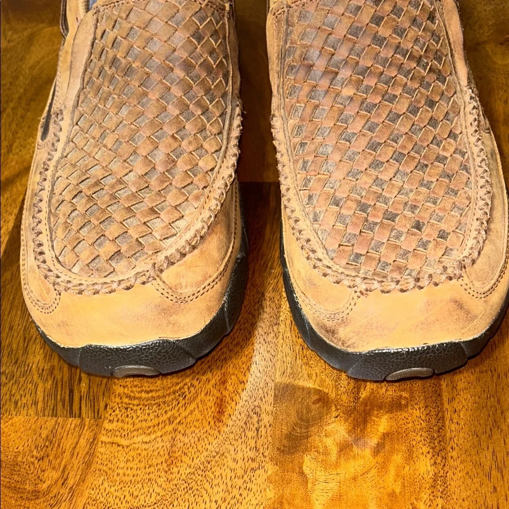 Twisted X  men’s Tan Woven Slip-On Loafers